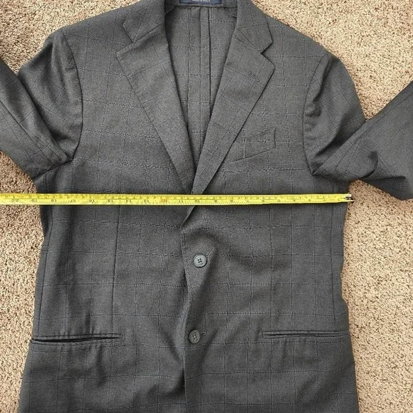 Boggi Blazer Men's 46R Gray Plaid Slim Fit‎ Italian Wool Windowpane